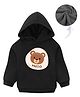 KAVEE Fleece Full Sleeves Teddy Bear Printed Hooded Sweatshirt - Black