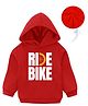 KAVEE Fleece Full Sleeves Ride Bike Text Printed Hooded Sweatshirt - Red