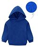 KAVEE Fleece Full Sleeves Solid Hooded Sweatshirt - Royal Blue