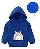 KAVEE Fleece Full Sleeves Bunny & Text Printed Hooded Sweatshirt - Royal Blue
