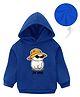 KAVEE Fleece Full Sleeves Cat & Text Printed Hooded Sweatshirt - Royal Blue