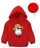 KAVEE Fleece Full Sleeves Cat & Text Printed Hooded Sweatshirt - Red