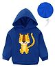 KAVEE Fleece Full Sleeves Tiger Printed Hooded Sweatshirt - Royal Blue