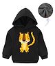 KAVEE Fleece Full Sleeves Tiger Printed Hooded Sweatshirt - Black