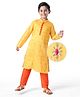 Earthy Touch  Woven Full Sleeves  Embroidered Kurta Pyjama Set - Yellow & Red