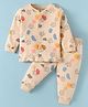 First Smile Interlock Knit Full Sleeves Night Suit with Print - Light Peach