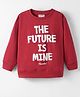 Lazy Bones Looper Knit Full Sleeves T-Shirt with Text Print - Dark Red