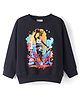 Lazy Bones Looper Knit Full Sleeves T-Shirt with Text Print - Black