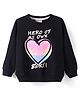 Lazy Bones Looper Knit Full Sleeves T-Shirt With Text & Heart Print - Black