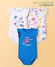 Babyoye Eco Conscious 100% Cotton Knit with Eco Jiva Finish  Frill Sleeves Sea Life Theme Printed Onesies Pack of 3 - White & Blue