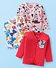Babyhug Disney Interlock Knit Full Sleeves Jhablas with Minnie Mouse Graphics Pack of 3 - Red White & Pink