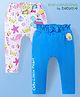 Babyoye Eco Conscious Interlock Knit Full Length Jiva Finish Diaper Leggings with Sea Life Print & Bow Applique Pack of 2 - Blue & White