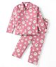 Ollypop Sinker Knit Full Sleeves Night Suit with Smiley Print - Pink