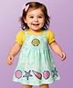 Babyoye 100% Cotton Knit Eco Conscious With Eco Jiva Finish Frock & Half Sleeves Inner Tee With Sea Animals Print - Sea Green & Yellow