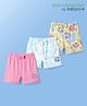 Babyoye Eco Conscious Interlock Knit Shorts With Tie & Dye & Sea Animals Print Pack of 3 - Pink White & Yellow