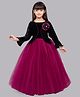 PinkChick Full Sleeves Net Gown With Bow Applique Detailed Jacket Set  - Burgundy