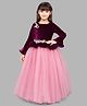 PinkChick Full Sleeves Stones Embellished Net Gown - Burgundy