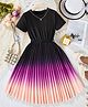 Bolly Lounge Half Sleeves Ombre Pleated Dress - Purple