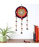 DULI Handmade Dream catcher Wall Hanging  with Blue & Red Pompoms and Beads for Home Decoration