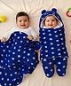 ZOE Super Soft Hooded Wearable Wrapper and Blanket Set Star Print Pack of 2 - Blue | Lightweight | Soft & Comfortable| New Born Gifting Option| Warm & Cozy| Ideal for Travel