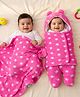 ZOE Super Soft Hooded Wearable Wrapper and Blanket Set Star Print Pack of 2 - Pink | Lightweight | Soft & Comfortable| New Born Gifting Option| Warm & Cozy| Ideal for Travel