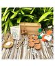 Sow and Grow Diwali Wooden Box Hamper with Tealight Holder: Plantable Mini Notepad + 2 Seed Balls + 2 Plantable Pens + Ganesha Shadow Diya Tealight Holder + Cow Dung Diyas