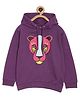 The Mom Store Cotton Full Sleeves Wild Cat Printed Hooded Sweatshirt - Purple