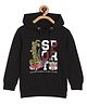 The Mom Store Cotton Full Sleeves Racing Sport Text Printed Hooded Sweatshirt - Black