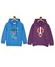 The Mom Store Cotton Pack Of 2 Full Sleeves Animal & Text Printed Hooded Sweatshirts - Multi Colour