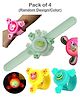 OPINA Kids Spinning Slap Wrist Band for Boys and Girls Cute Cartoon Bracelet Wrist Band with LED Light Up, Great Gift Toys for Kids - Pack of 4 (Color & Design May Vary)