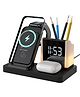 Portronics HexaCharge 6in1 15W Fast Magnetic Wireless Charging for iPhone 15/15 Plus/15 Pro/15 Pro Max,14/14 Plus/14 Pro/14 Pro Max,13/12, Wireless Earbuds & Smartwatches, Pen Stand, LED Lamp (Black) POR-2128