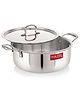 HAZEL Triply Stainless Steel Induction Bottom Shallow Casserole Stock pot with Handle and With Steel Lid, 4 Litre, 26.3 cm