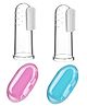 Mihar Silicone Fingure Brush With Case Pack Of 2 - Pink & Blue