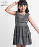 Arias Woven Sleeveless Metallic Pleated Shiny Party Dress With Lining - Black