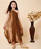 Piccolo Silk One Shoulder Accordion Pleated Kurta With Pant Set - Brown