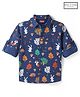 Babyhug Cotton Knit Full Sleeves Shirt With Animals Print - Navy