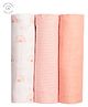 Masilo Organic Cotton Muslin 3 Piece Swaddles For Infant/Baby's,Comfortable and Lighweight, 105 x 105 cm. 0 - 2 Years - Rainbow - Pink