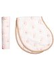 Masilo Organic Cotton Muslin 2 Piece, Swaddle & Burp Cloth Bib Set For Baby's/kids, Everyday Essentials, Breathable, 0 to 2 Years - Rainbow - Pink