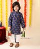 MoMaa Pure Cotton Full Sleeves Elephants Printed Dhoti Kurta Set - Blue & White