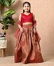 MoMaa Sleeveless Floral Foil Printed & Lace Embellished Lehenga & Choli Set - Maroon