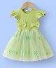 Mark & Mia Frill Sleeves Party Dress with Butterfly & Bow Applique - Green