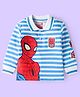 Babyhug Marvel Cotton Knit Full Sleeves Polo T-Shirt with Spider Man Graphic & Badge Detailing - White & Blue