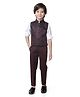 Earth Conscious Full Sleeves Jacquard Design 3 Piece Party Suit Set - White & Wine