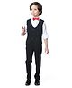 Earth Conscious Full Sleeves 3 Piece Solid Party Suit Set With Bow - White & Black
