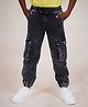 Kiddopanti Denim Solid Jeans With Cargo Pockets - Black