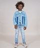 Kiddopanti Cotton Half Sleeves Solid Tee With Denim Jeans & Jacket Set - White & Light Blue
