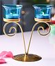 VONCASA 2 Votive T- Lite Holder  Blue & Golden