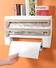 COZY VIBES 4 in 1 Paper Dispenser and Holder for Cling Film,Aluminum Foil and Kitchen Roll,Plastic Wrap,and Paper Tissue Paper Roll Use for Home-PACK OF 1-COLOR MAY VARY