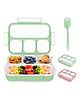 COZY VIBES 4 Compartment Lunch Box Plastic Leak Proof Lunch Box with Spoon, Reusable Microwave Freezer Safe Food Containers-PACK OF 1-COLOR MAY VARY