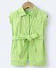Mark & Mia Cotton Sleeveless Front Open Collared Jumpsuit with Stripes - Light Green